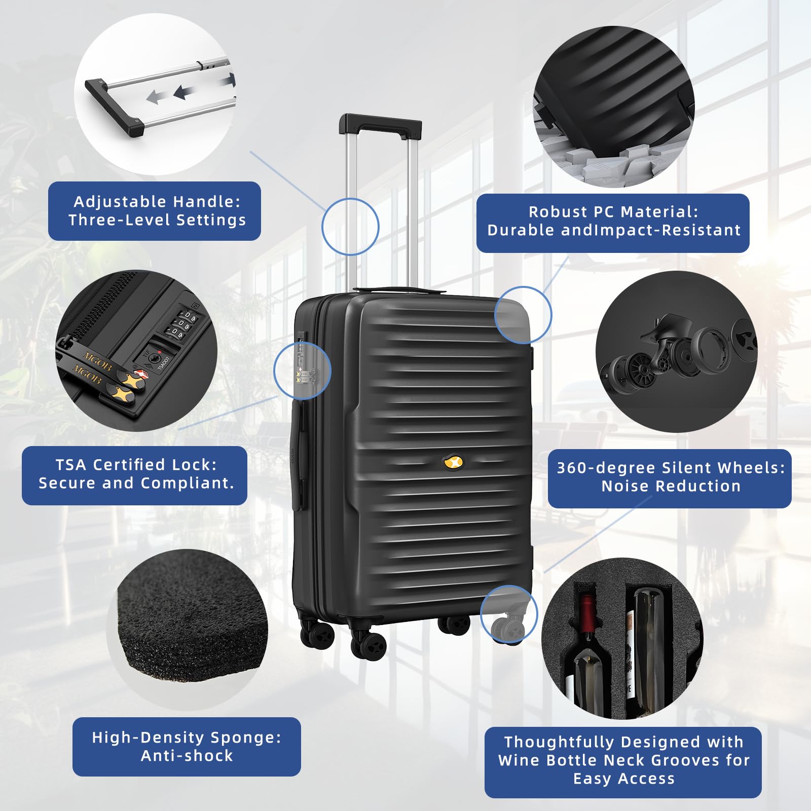 Maleta de Vino, Equipaje de Vino para 10 Botellas, Funda de Viaje Duradera para Vino, con Maleta de Vino con Cerradura TSA, Portador de Vino versátil con Inserciones extraíbles y Ruedas giratorias