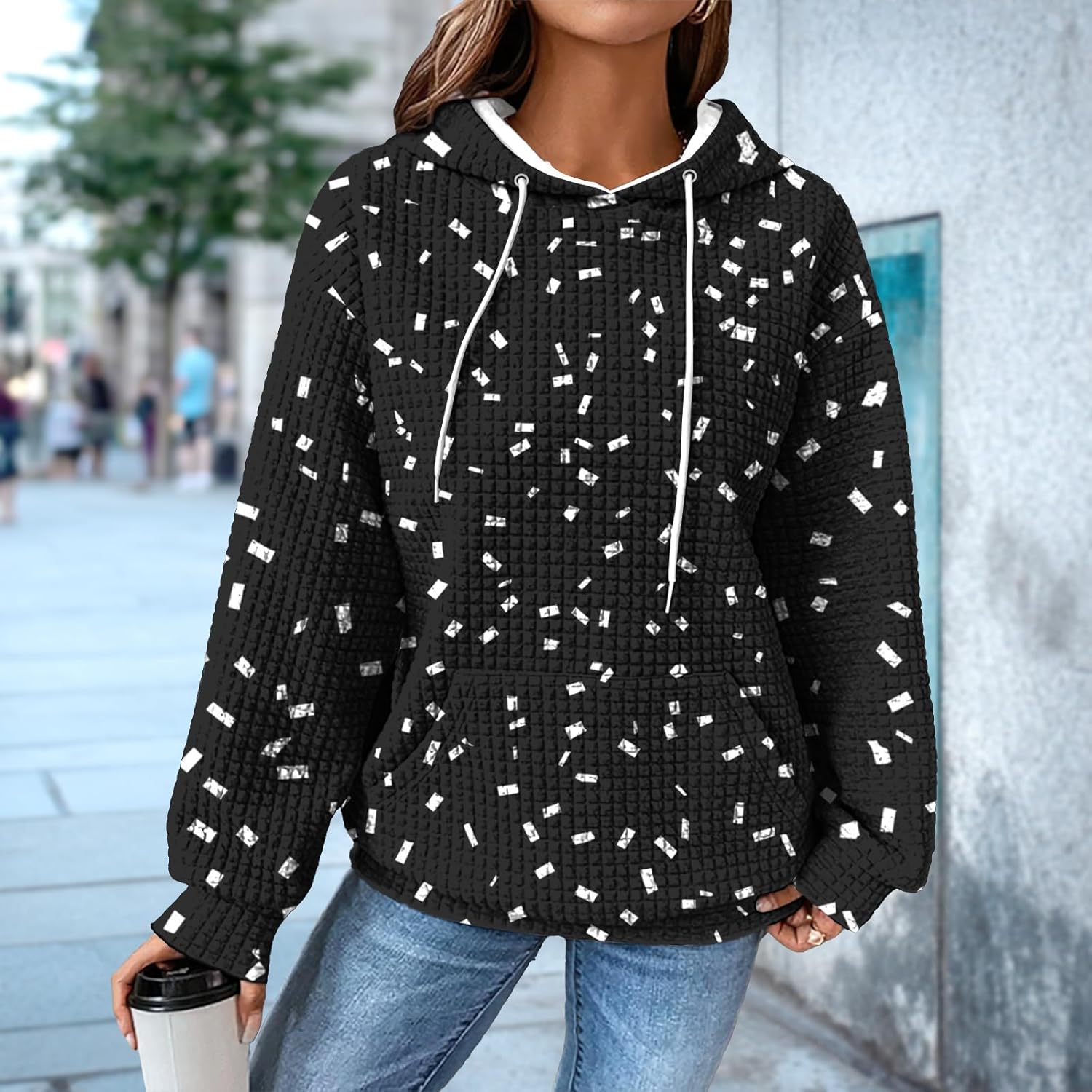 Graphic Sweatshirts for Women Fashion Retro Print Long Sleeve Drawstring Crewneck Comfy Winter Outfits 2025 - Image 2