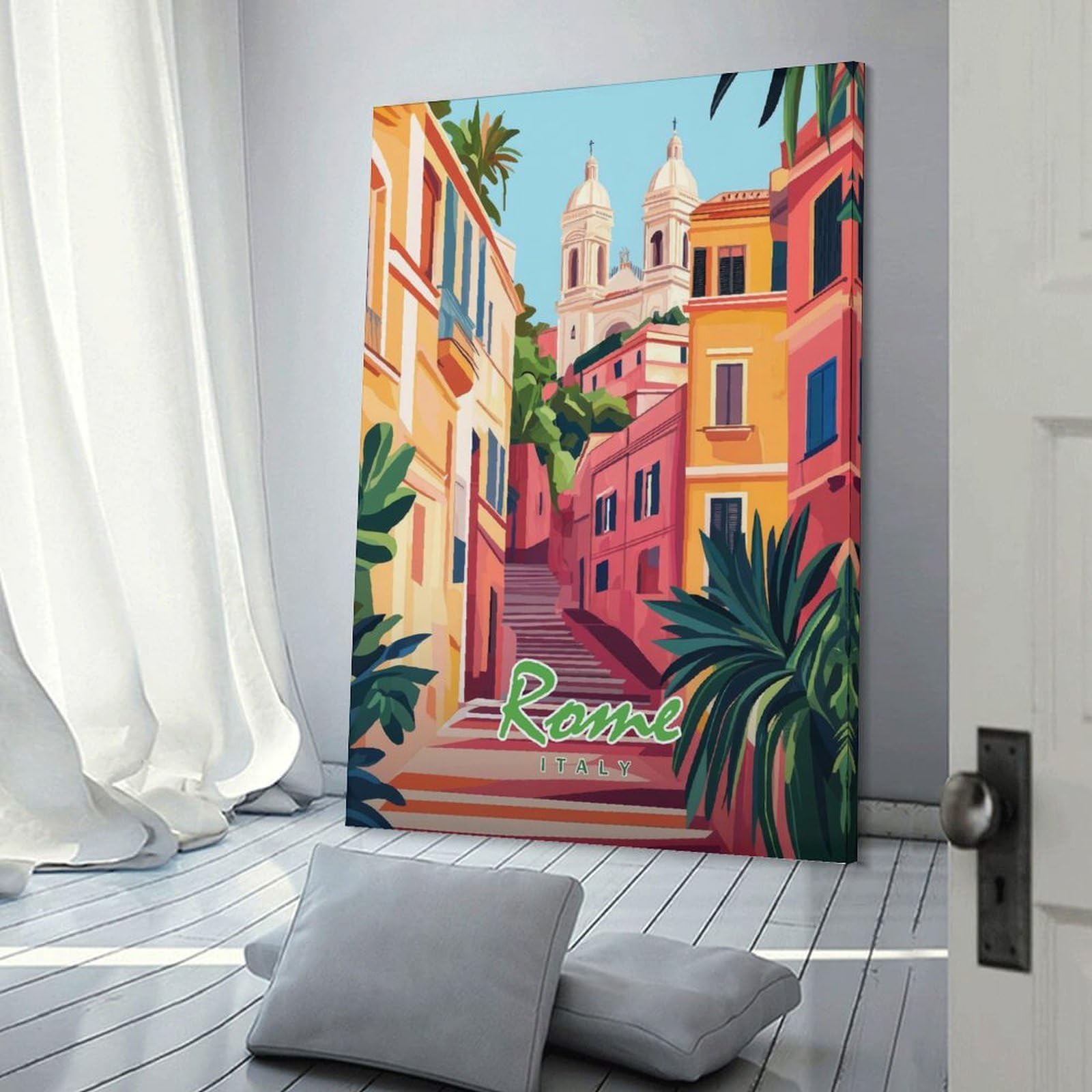 Junmoney Rome Italy Cityscape Decorative Wall Artwork, 20x30inch(50x75cm), for New Homes, Bedrooms Or Workspaces, Gift Idea for Housewarming And Birthdays