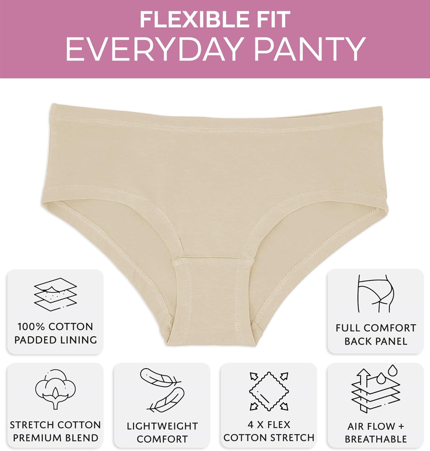 Sexy Basics Women's Hipster Underwear | Cotton Spandex Stretch Flexible Fit Ultra Soft Panties | Multi Packs - Image 4