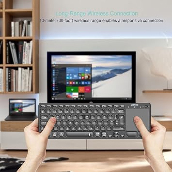 Arteck Universal Backlit 7-Colors Bluetooth Touch TV Keyboard with Easy Media Control and Build-in Touchpad for TV-Connected Computer, Smart TV, Desktop, Laptop, iPad, Surface, Tablet, HTPC