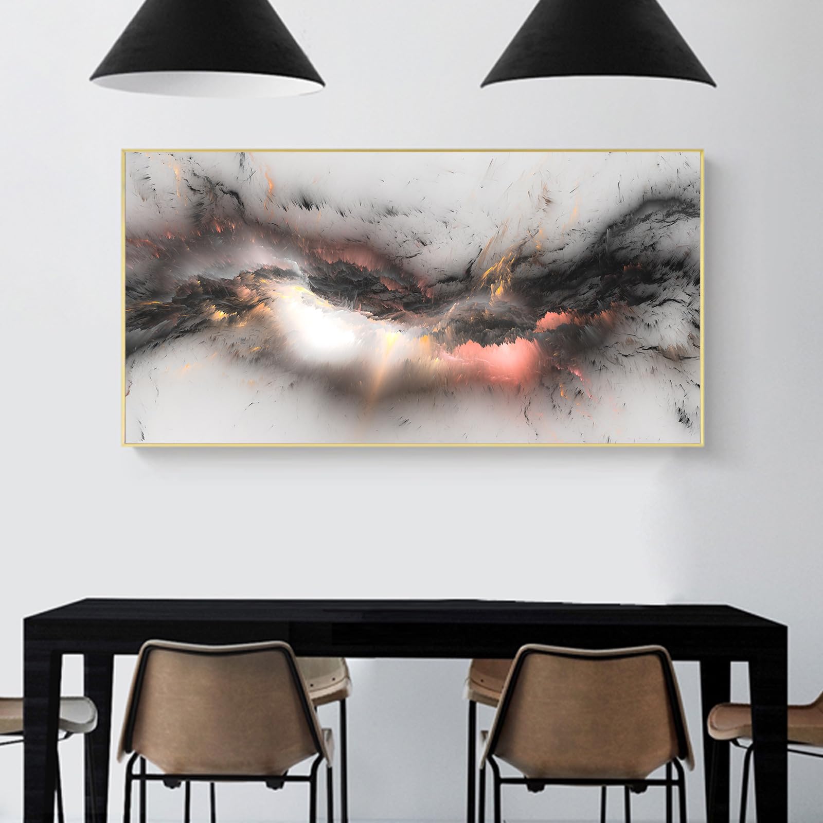 IUNTWEIE Abstract Pictures Modern Abstract Art Colourful Aurora Picture on Canvas Abstract Pictures Wall Picture Living Room Decoration Without Frame (style-1.50 x 100 cm) - Image 3