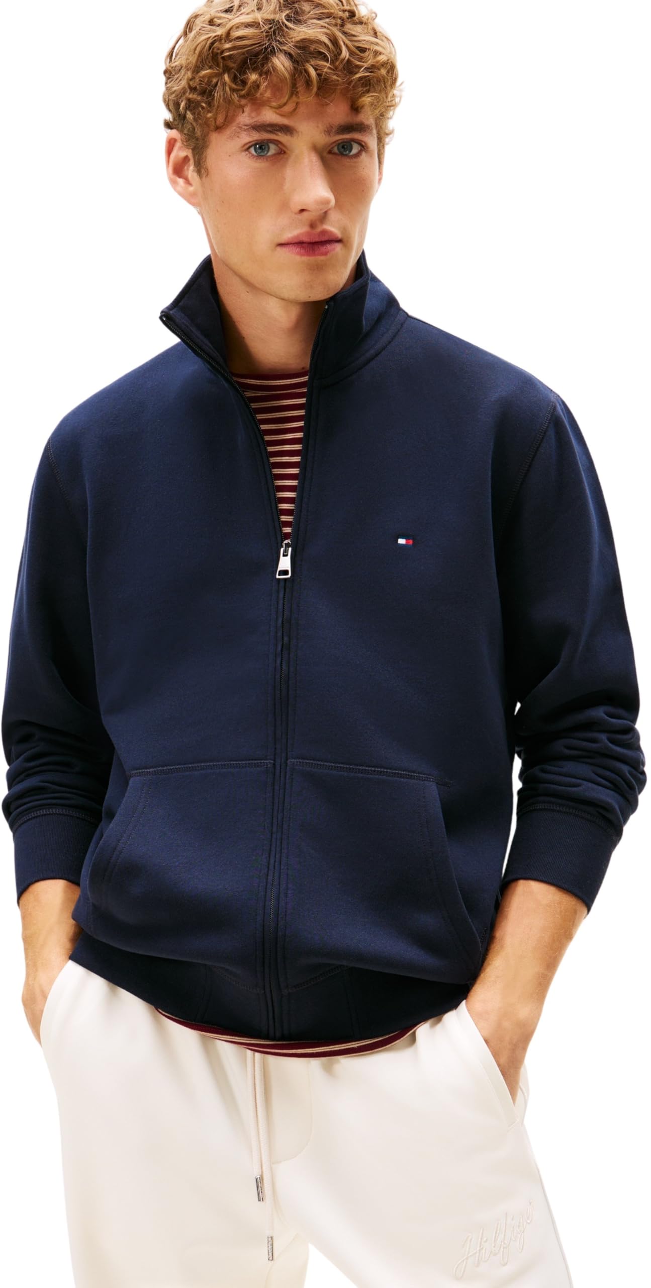 Tommy Hilfiger Herren Essential Fleece Stand Collar Mw0mw41759 Sweatshirt mit durchgehendem Reißverschluss (1er Pack)