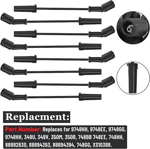 Miniatura 2 de Juego de cables de bujía 41-962 y cables de bujía 9748HH compatible con motores Chevy 5.3 LS2 LS3 LS4 LS7 - para Escalade Chevrolet Silverado