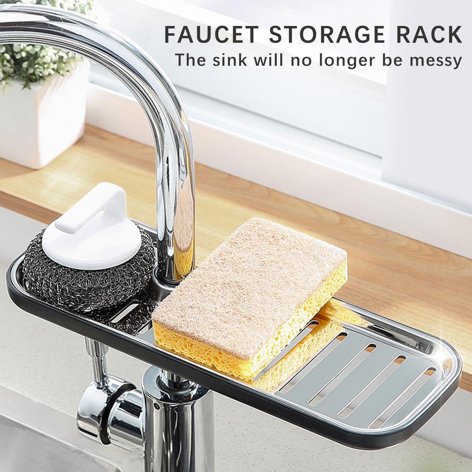 Amazon | キッチン蛇口用スポンジホルダー、調節可能で取り外し可能な
