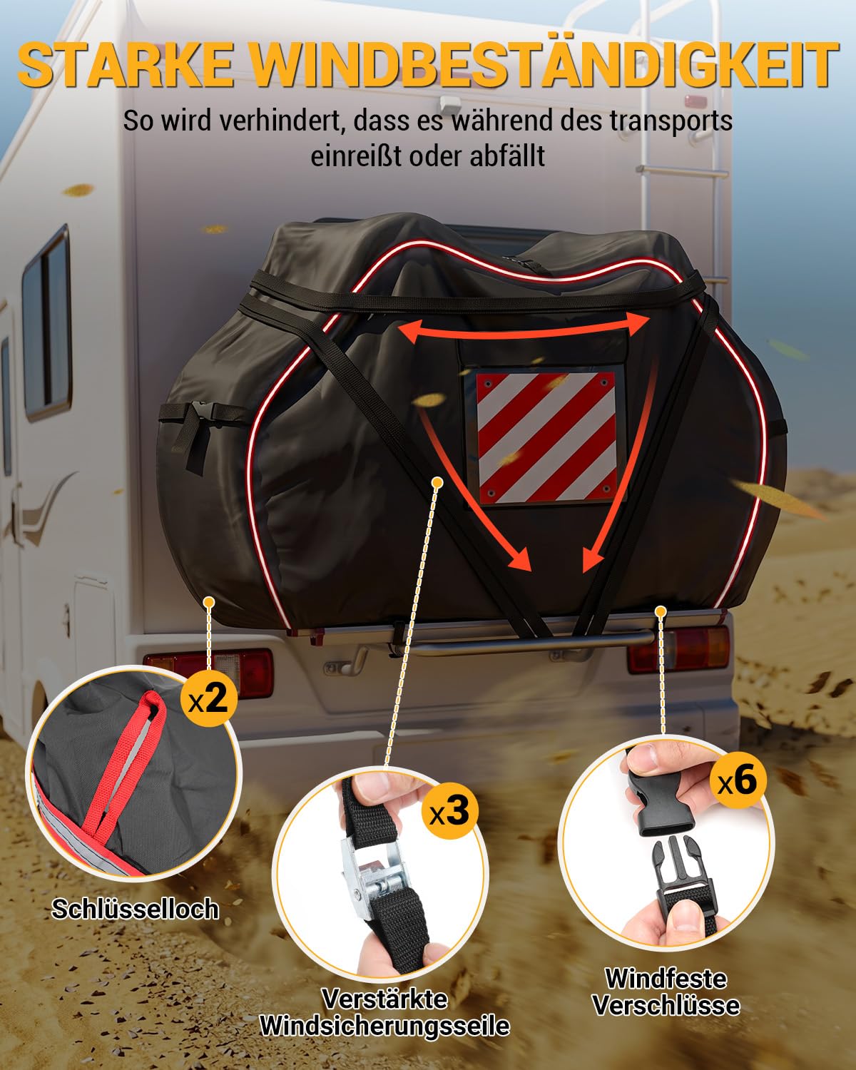 600D Serie Fahrradabdeckung für 2 Fahrräder Oxford, Fahrradabdeckung Wasserdicht Transport Fahrradschutzhülle für Fahrradträger für Anhängerkupplungs-heckträger