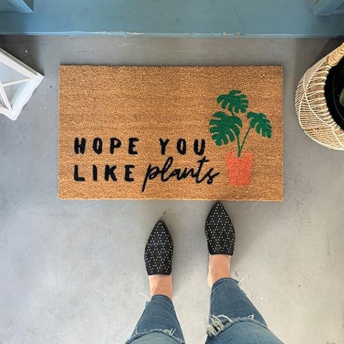 Miniatura 4 de Tapete para puerta delantera, tapete de entrada con texto en inglés Hope You Like Plants, tapete para interiores y exteriores, decoración del hogar,