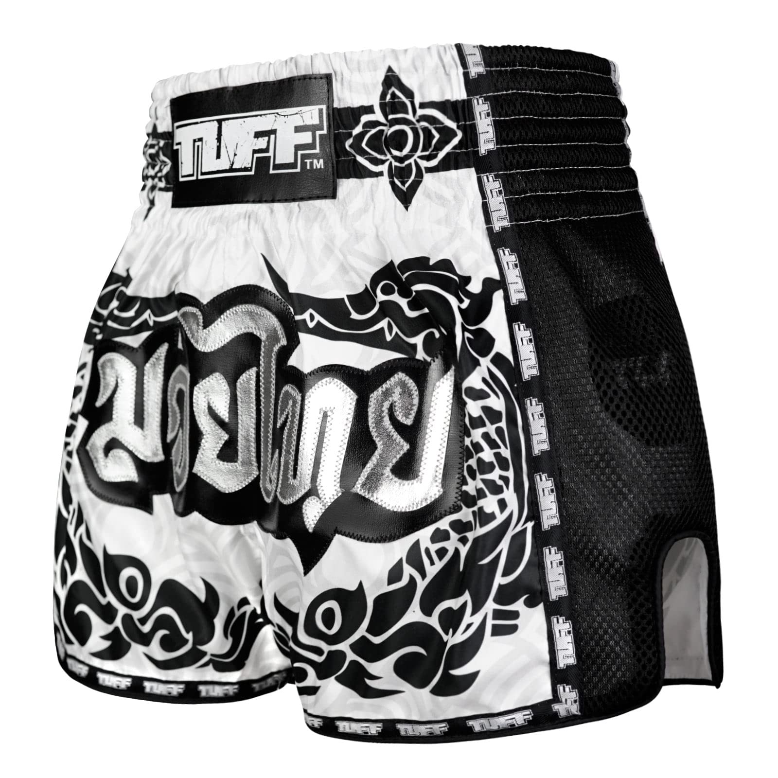 Tuff Sport Pantalones cortos retro de Muay Thai, pantalones cortos de boxeo, corte delgado, para artes marciales mixtas, kickboxing, entrenamiento, ropa de entrenamiento