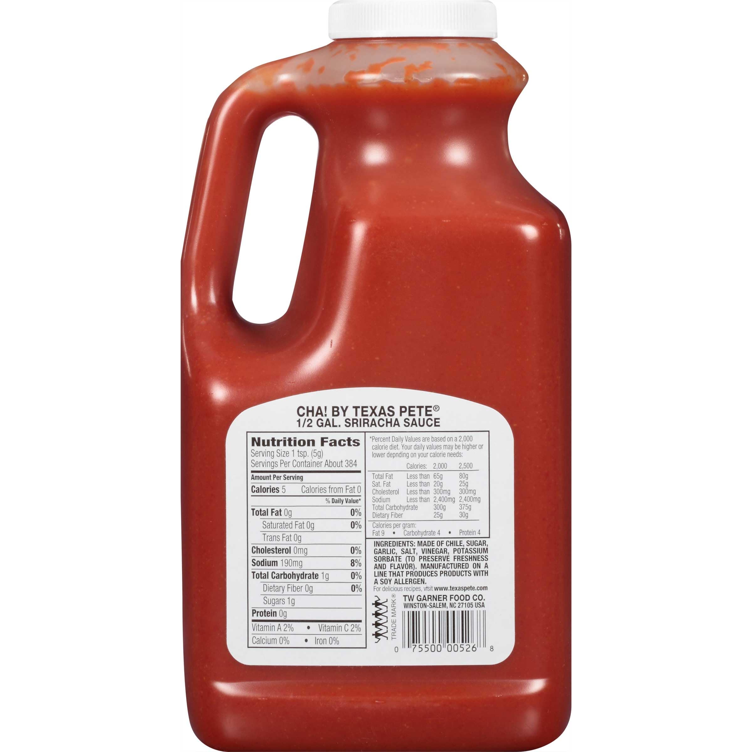 Cha! by Sriracha Hot Sauce by Texas Pete – 64 oz, Pack of 4