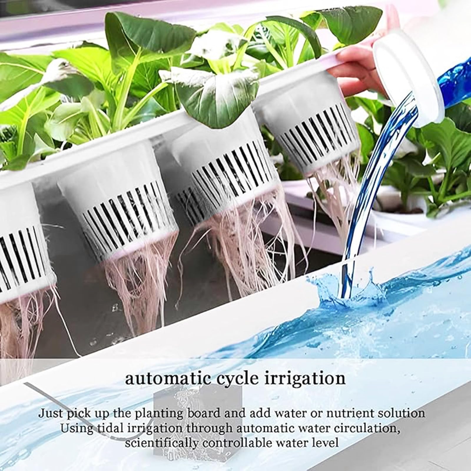 Kit de sistema de cultivo hidropónico con luz LED de crecimiento, configuración de germinación de plantas de jardín interior para el hogar, riego automático, crecimiento hidropónico de verduras y