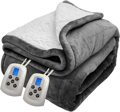 Mantas eléctricas de tamaño individual para cama, 84 x 90 pulgadas, tela de felpa suave, múltiples ajustes de calor, seguridad de 10 horas de