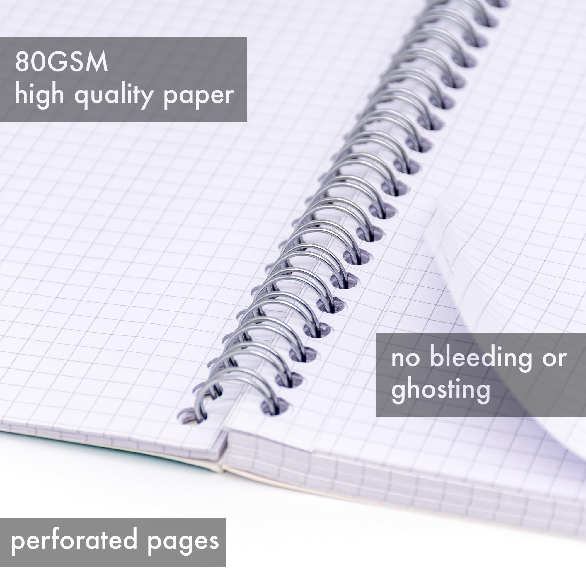 Pukka Pad Rochelle & Jess - Quaderno a spirale a 5 soggetti, confezione da 3 pezzi, 200 pagine, 100 fogli di carta da 80 g/m², con divisori riposizionabili e bordi perforati per pianificazione e