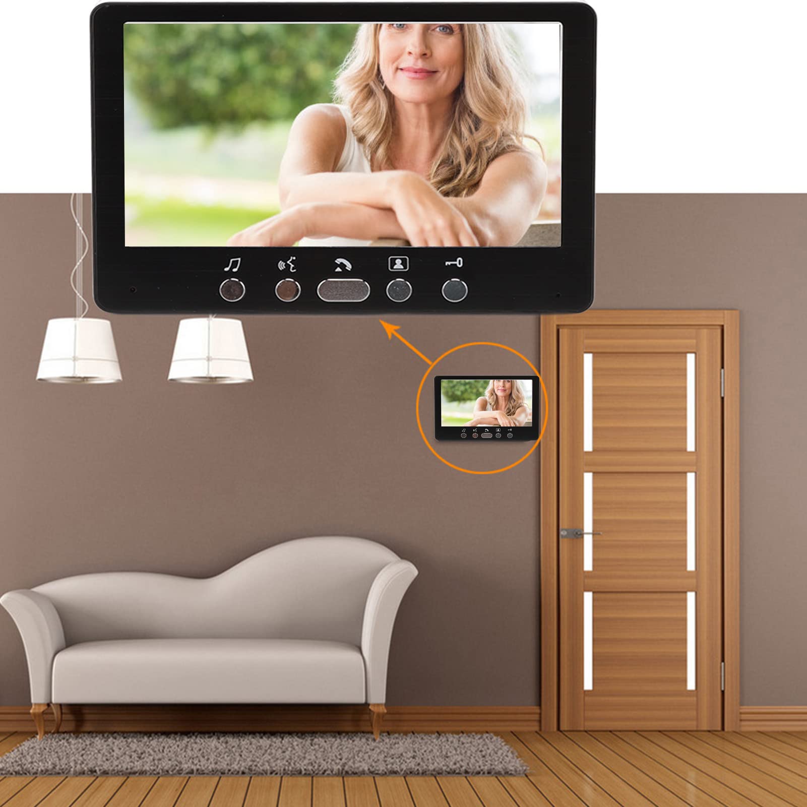 Sistema De Intercomunicación con Videoportero con Pantalla HD, Soporte En Varios Idiomas, 16 Tonos De Llamada, Conectividad De Aplicaciones Móviles, Cubierta para Lluvia, Montaje En Pared(EU)
