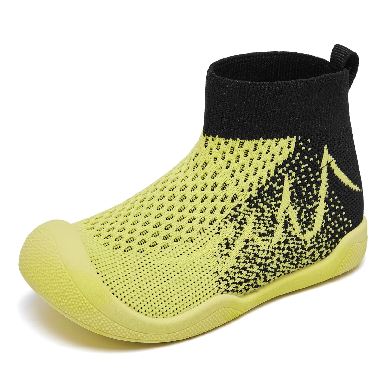 TODDLLUBY Toddler Sock Wrestling Shoes Boys Girls Lightweight Little Kids Water Minimalist Barefoot Beach Slip on Shoes for Walking Running Yellow Black Size 13