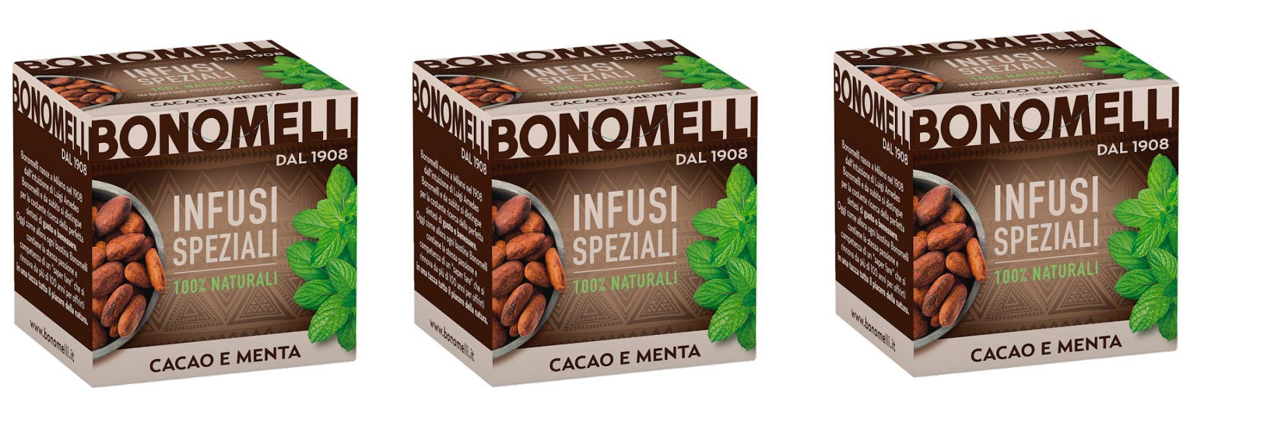 3X Bonomelli Infusi Speziali Cacao e Menta Infusions of Spices Aroma of Cocoa and Mint 10 Filters