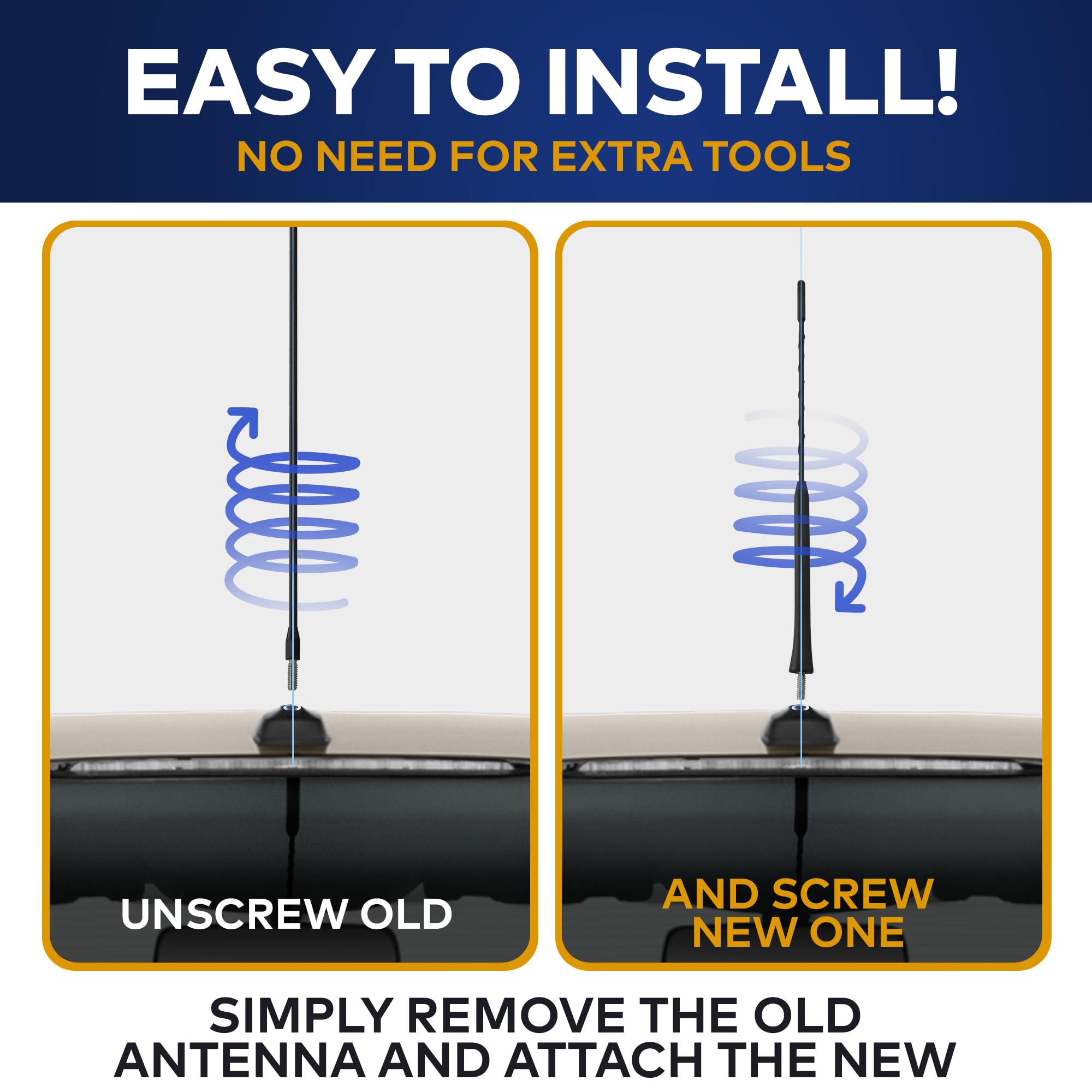 8 Inch Replacement Antenna For Ford Fusion (2006-2020) - Screw-On Easy Installation