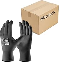 Vista 12 de COOLJOB Paquete de 12/60 pares de guantes de trabajo de seguridad a granel con revestimiento de poliuretano de agarre, guantes de punto sin costuras