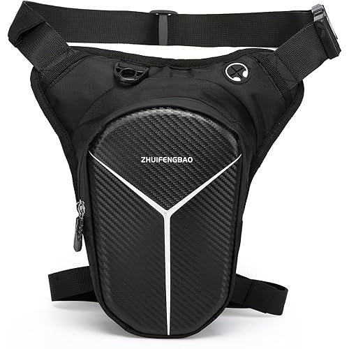 Motorcycle Leg Bag, Thigh Bag for Riding, Drop Leg Pouch for Men & Women–with Removable Straps, Waterproof Fanny Pack, Phone Purse–Travel Hiking Cycling Outdoor,Black (NEW STYLE8735)