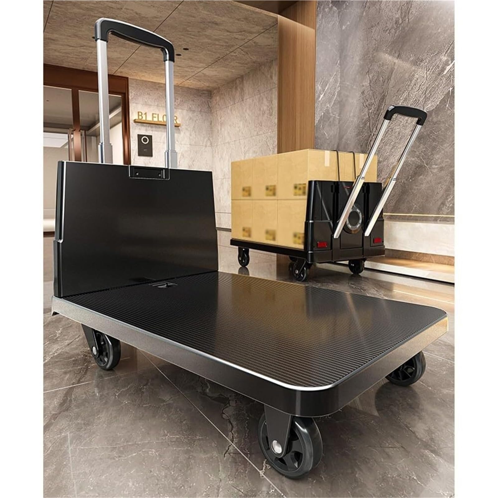 Carrello Portapacchi Trasloco Carrelli A Mano Pieghevoli, Carrelli for Il Trasporto Domestico, Rimorchi for Merci, Veicoli for Oggetti Pesanti Bagagli(Black,29.5x40x90.5cm)
