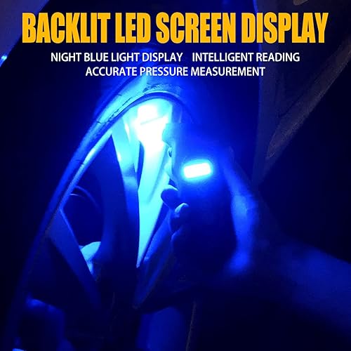 Miniatura 7 de Ajxn 1 manómetro digital de presión de neumáticos con martillo de seguridad, pantalla digital LCD multifunción, 150 PSI, 4 ajustes, relleno de