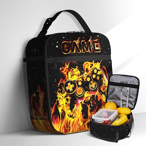 Miniatura 12 de Lonchera para niños y niñas, con aislamiento de videojuegos, color azul, con correa ajustable para el hombro, para oficina, viajes, picnic