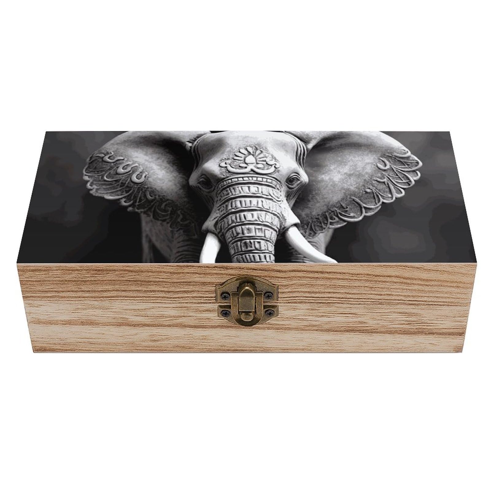Gray Elephant Wooden Storage Box Exquisite Durable Wood Gift Case Sturdy Vintage Jewelry Wooden Chest for Art Hobbies Storage Keepsake Gift