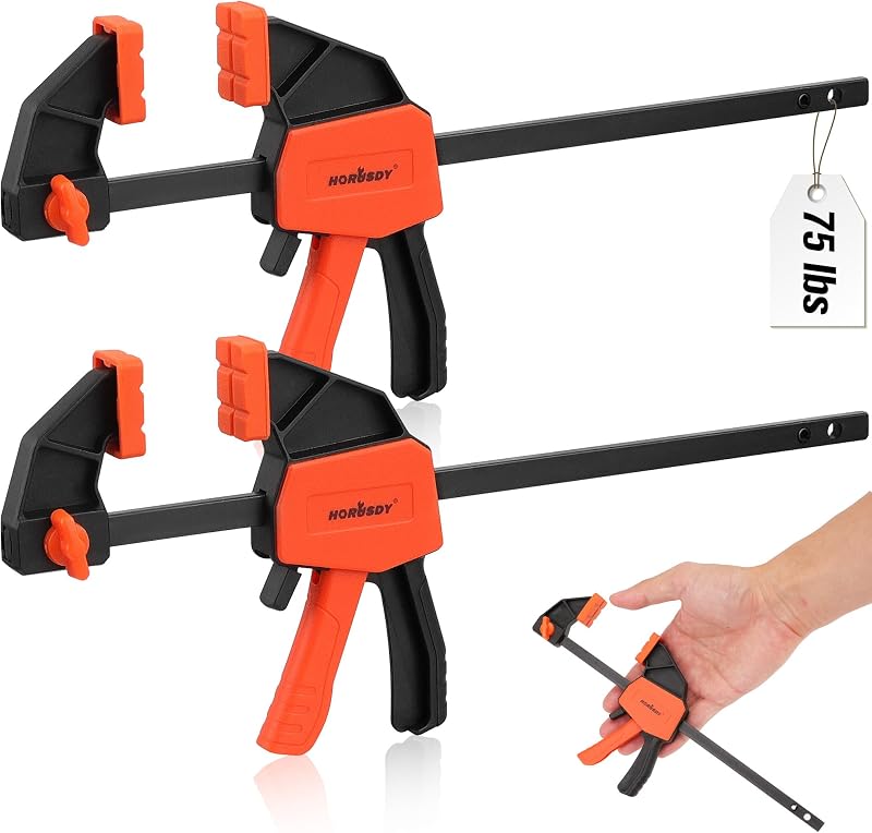 HORUSDY 6" Mini Bar Clamps for Woodworking - 2 Pack Quick Clamps F Clamp with 75 LBS Load Limit