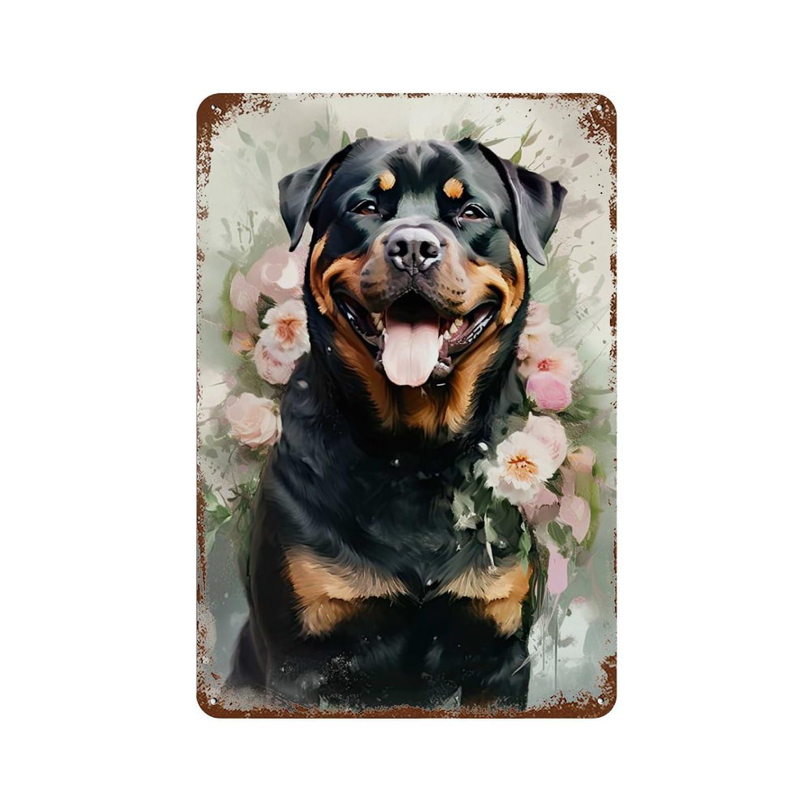 Rottweiler Dog Watercolor Retro Metal Sign 11.8"x7.9", Ideal for Shed, Workshop And Garage Wall Decor