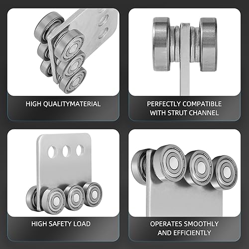 Miniatura 5 de 2 rodillos de montaje de carro de 6 ruedas, 6 rodillos, montaje de carro de seis cojinetes para 1-58 pulgadas de ancho y todos los canales de puntal