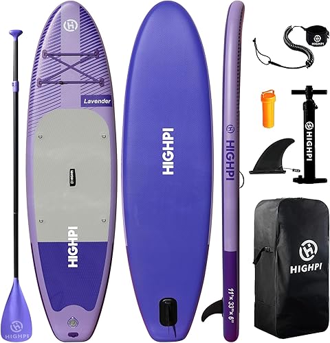 Vista 21 de Highpi Inflatable Stand Up Paddle Board for Youth and Adults – Wide Sup with Premium Accessories, Blow Up Paddleboard for Surfing, Fishing, Yoga &