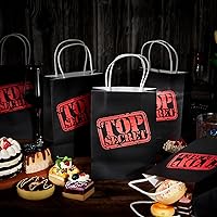 Vista 6 de Lincia 32 bolsas de regalo de fiesta de espía secreto misterioso, agente secreto misterioso, bolsas de papel kraft con asas, temática de espía