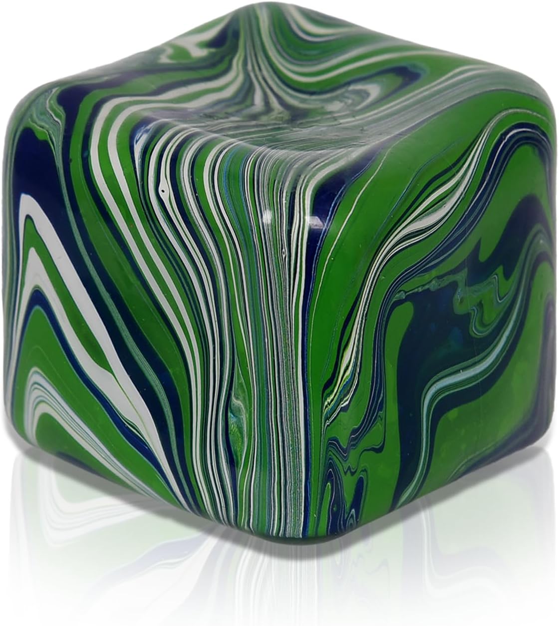 1.97 Inches 5cm Wave Texture Stress Cube for Adults and Kids, Smooth Pattern Squishy Cube, Slow Rise Sensory Fidget Toy for Stress Relief Focus and Hand Relaxation Safe for Ages 3+ (Green)