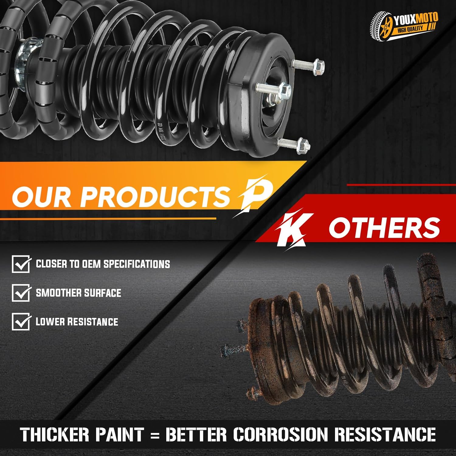 Rear Complete Strut Shock Absorber with Spring Assembly fit for Lexus ES300 1992-2001, for Toyota Avalon 1997-2003, Camry 3.0L V6 1992-2001, Solara 1999-2003, Replace 271680 271681, 2PCS