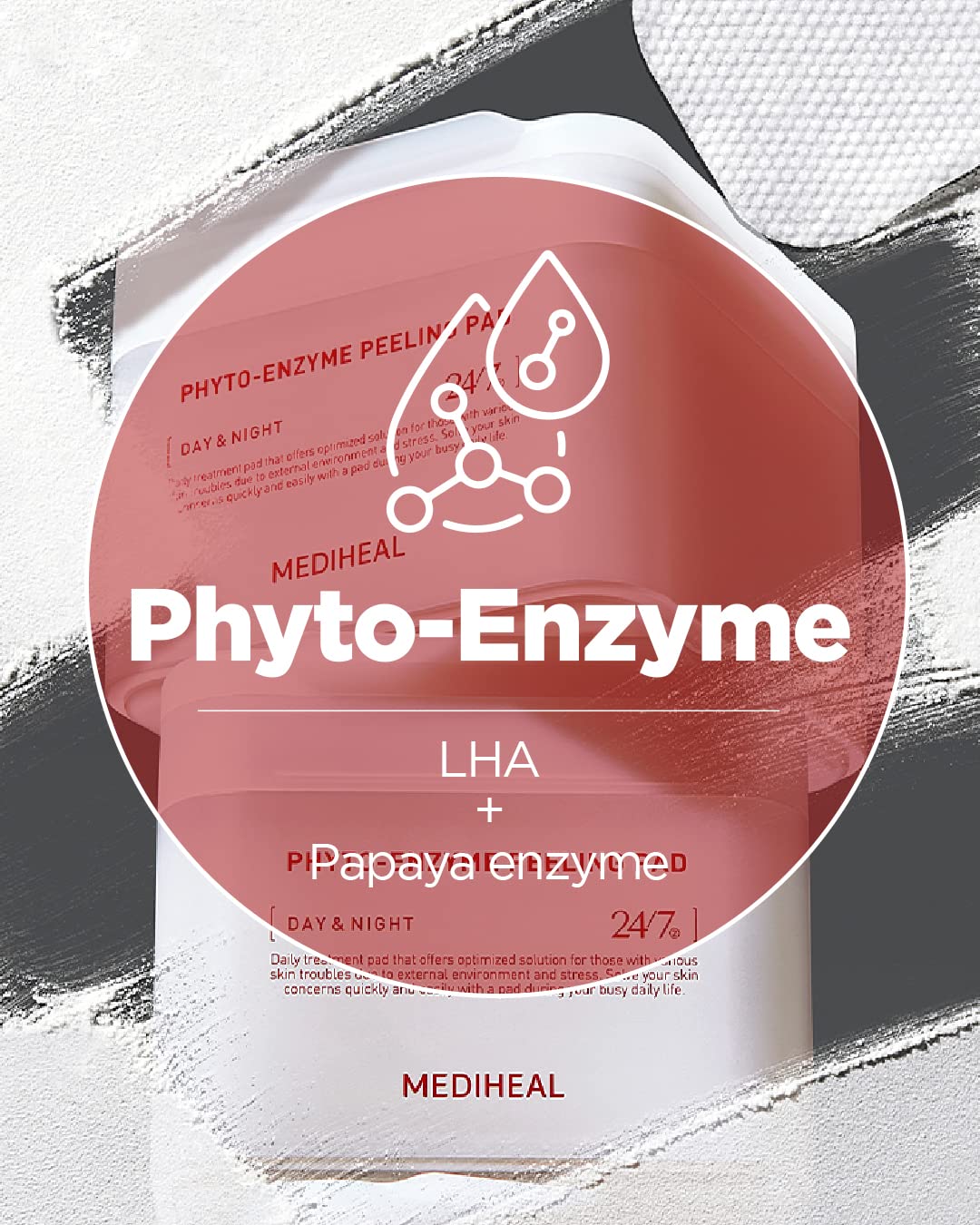 MEDIHEAL Phyto Enzyme Peeling Pad Vegan Face Resurfacing Pore Tightening Gauze Pads with LHA