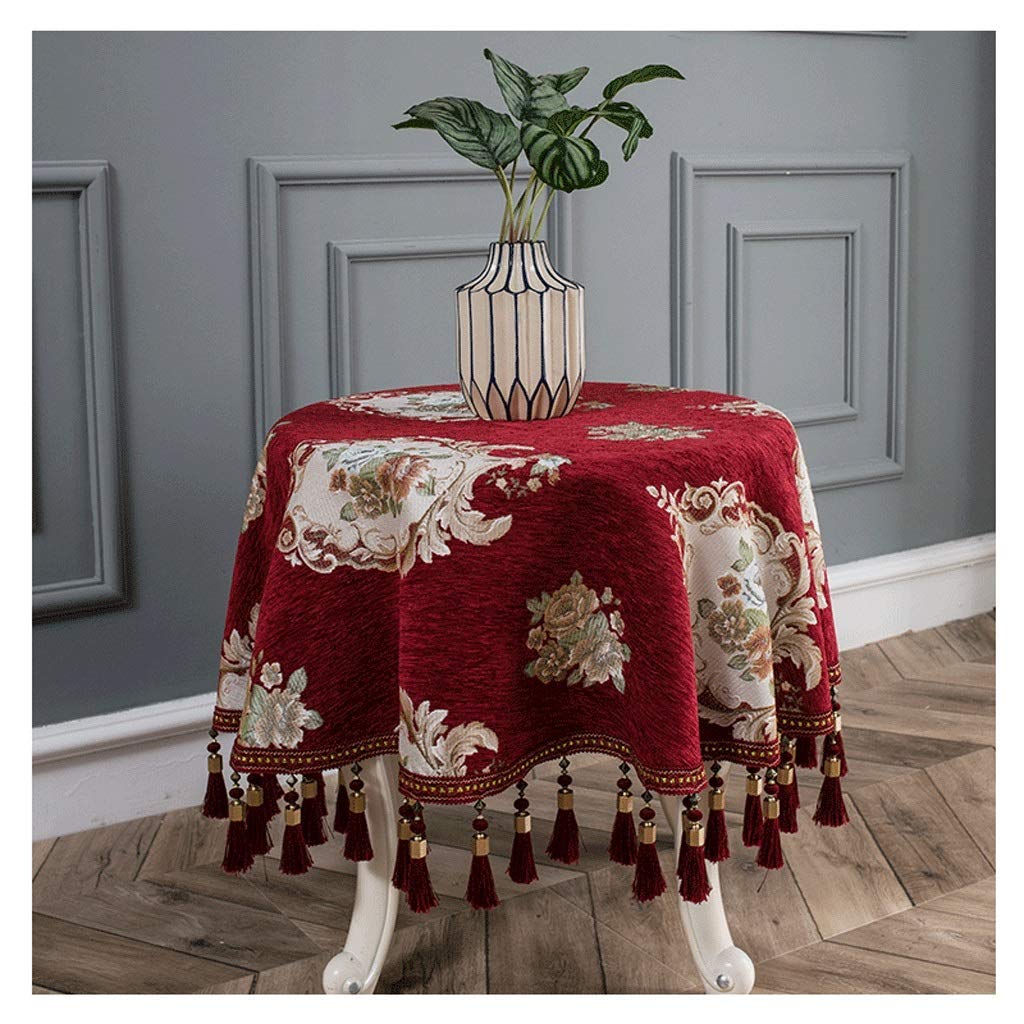Nappe ronde rouge en chenille épaisse de 280 cm lavable et anti-bruit pour hôtel