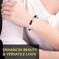 Vista 27 de Pulsera de turmalina negra, pulsera de cristal curativo natural para mujeres y hombres, pulsera de cuentas redondas de 0.315 in para espiritual