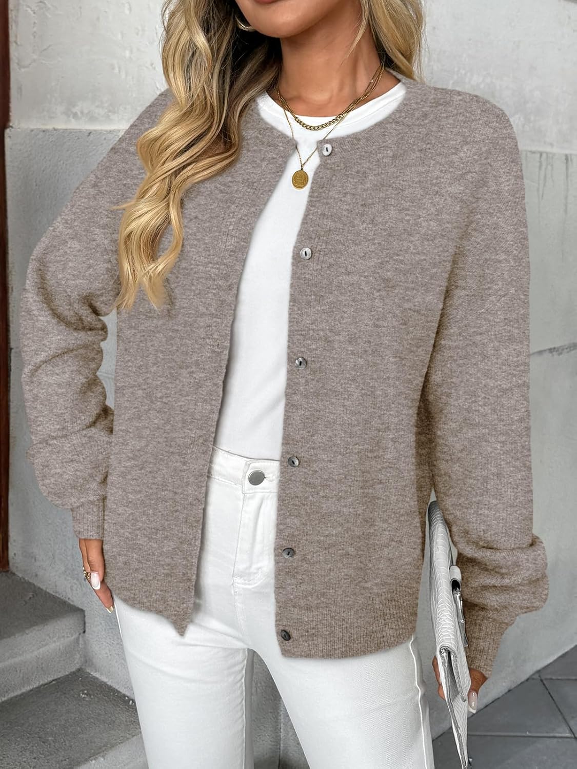 LILLUSORY Womens Crew Neck Button Down Cozy Cardigan Sweater Fall Outfits 2026 - Image 2
