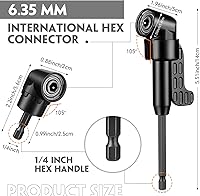 Vista 5 de 14 piezas de juego de extensión de broca flexible 1/4 pulgada de vástago hexagonal extensión de broca flexible taladro de ángulo recto de 105°