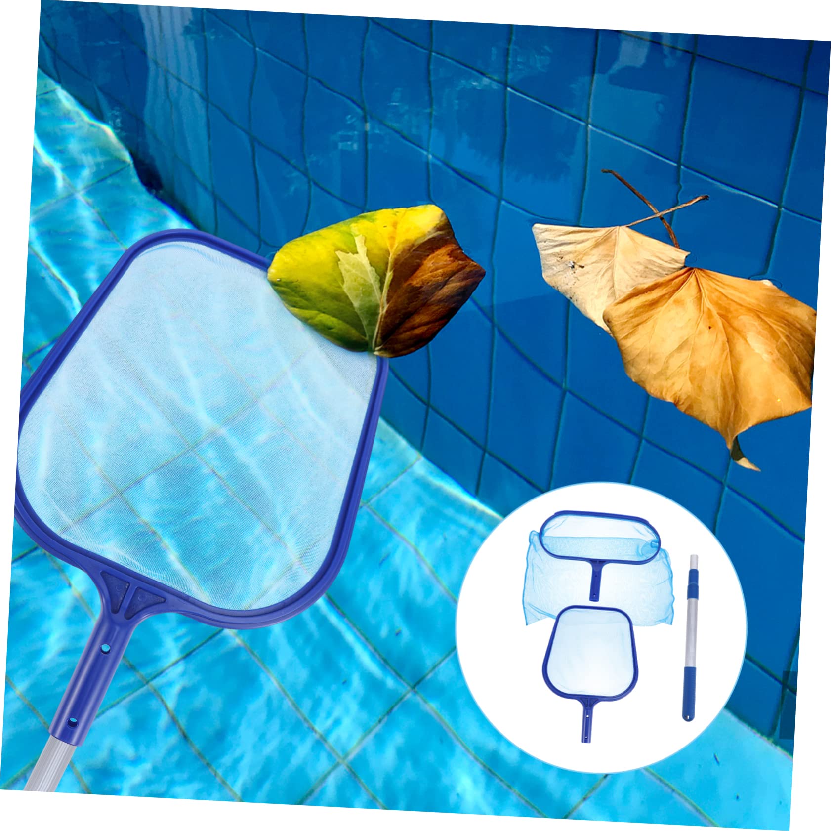 Toyvian Épuisette de Piscine Télescopique pour Ramassage de Filet de Récupération avec Maille Fine Râteau pour Piscine et Bassin