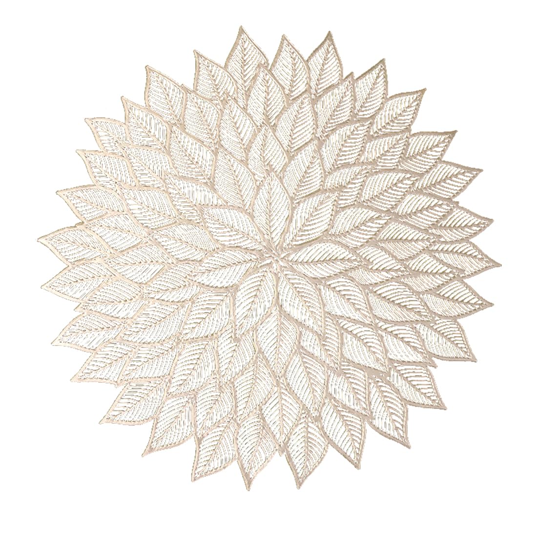 Modèle Moderne Modèle PVC Placemat - 38 Cm / 14,9 Pouces De Table Ronde, Tapis À Manger Imperméable avec Design Esthétique Contemporain pour Les Restaurants À Domicile,Or,12pcs