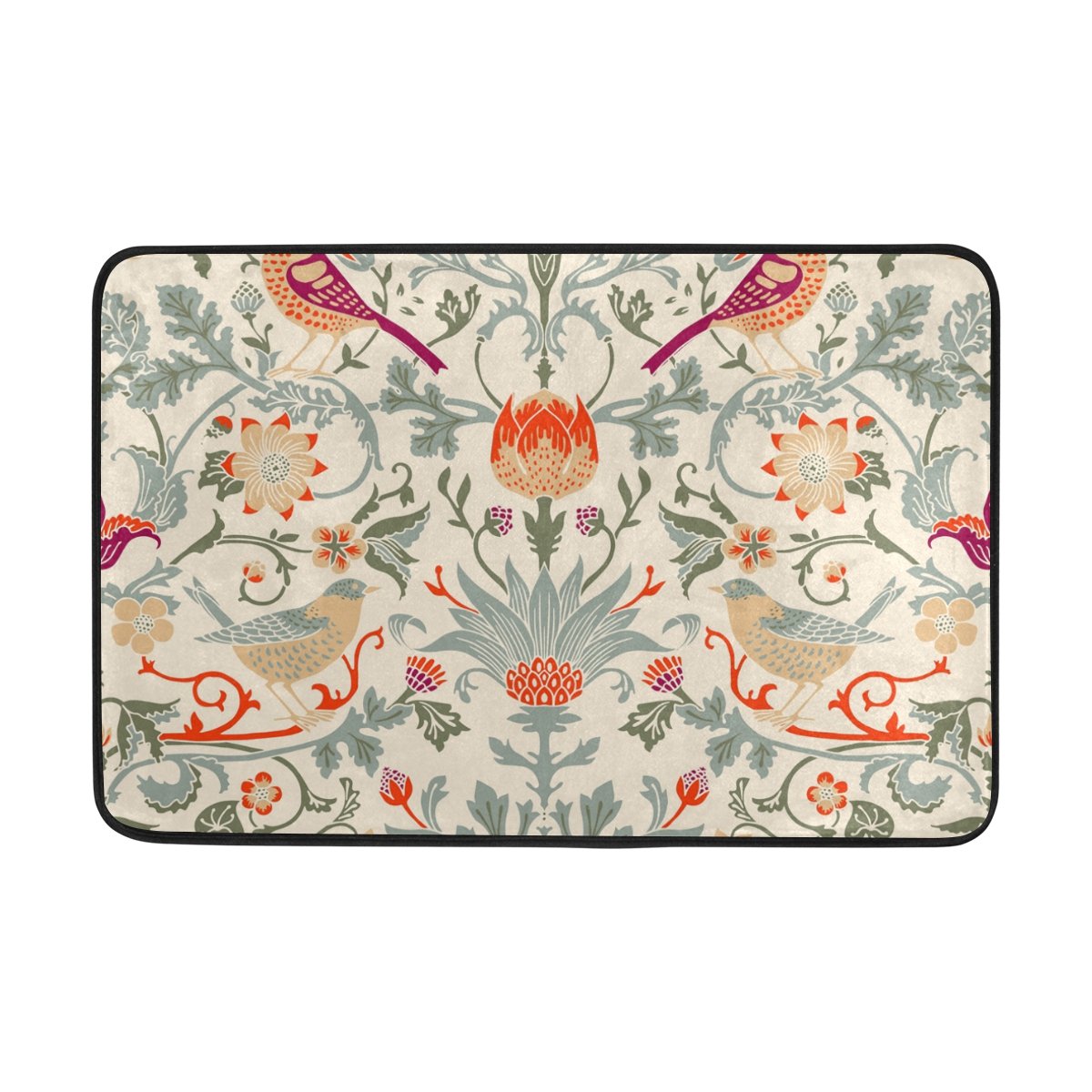 JSTEL William Morris Flower Doormat Indoor/Outdoor Washable Garden Office Door Mat,Kitchen Dining Living Hallway Bathroom Pet Entry Rugs with Non Slip Backing 23.6 X 15.7 inch