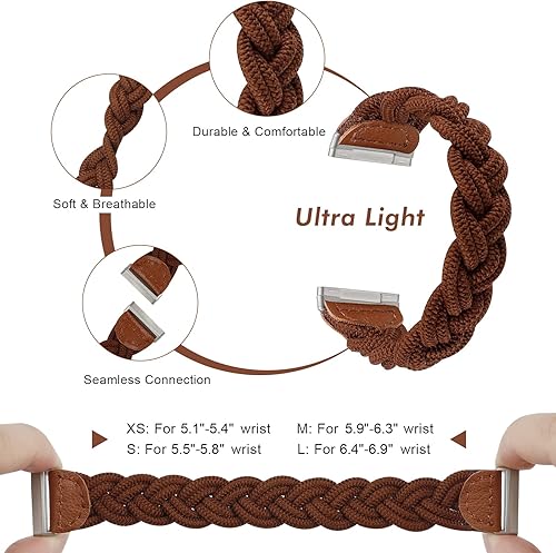 Miniatura 8 de Wearlizer Correa elástica compatible con Fitbit SenseVersa 3 para mujer correa trenzada delgada Solo Loop accesorio tejido elástico para reloj