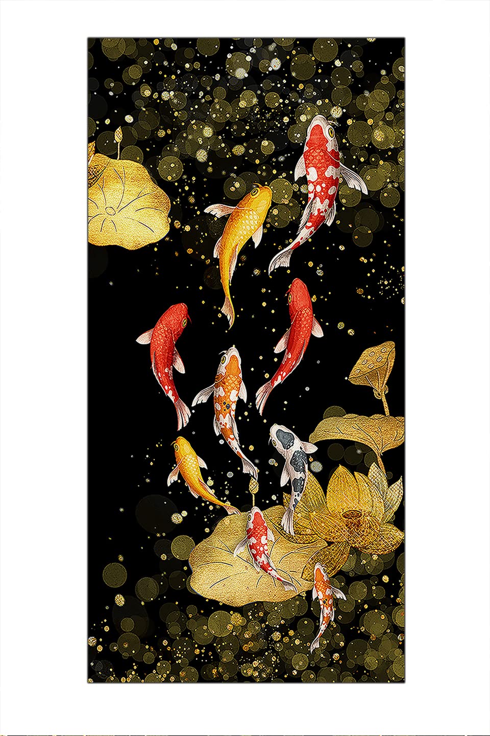 ZWUBNN Wall Posters Aesthetic Koi Fish Feng Shui Nine Fish Painting Carp Wall Art Decoration Room Decor Aesthetic Posters Unframed 12x24inch/30x60cm