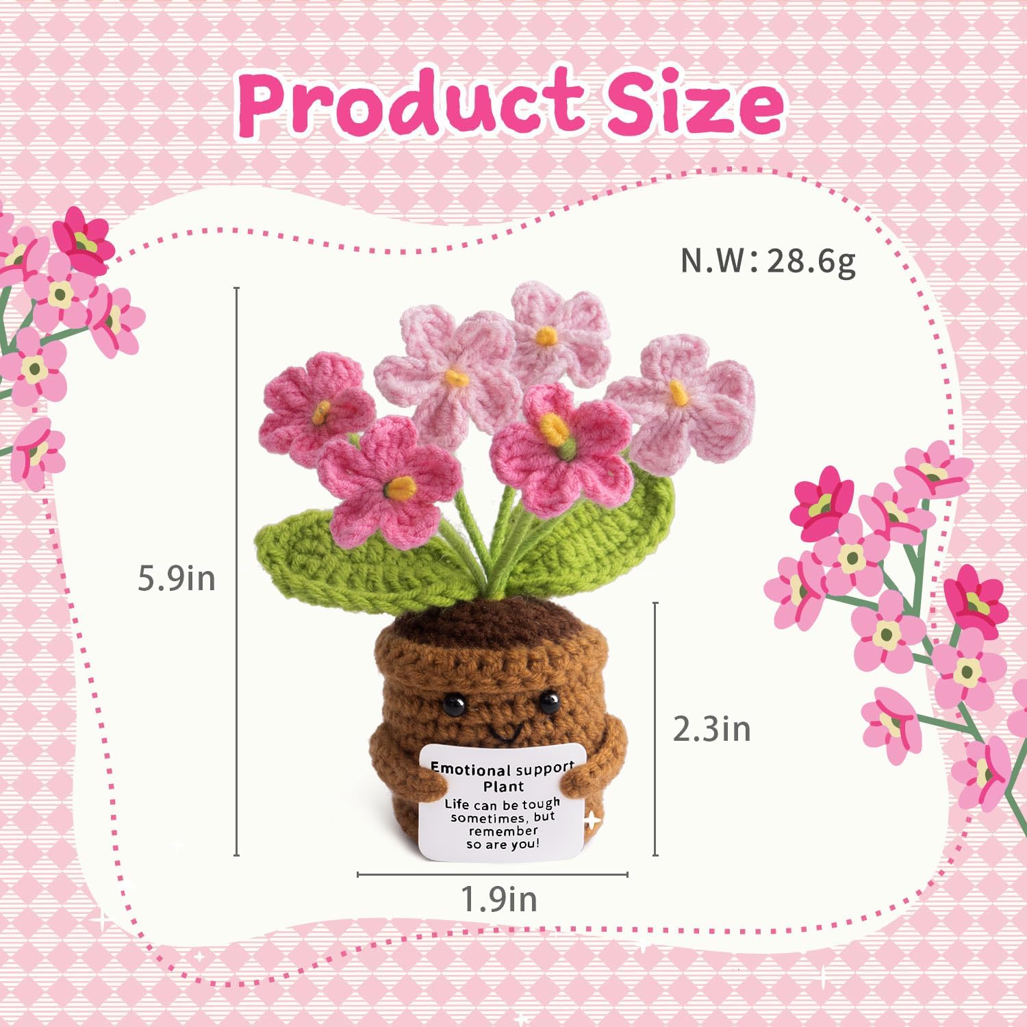 Handmade Positive Flower Crochet Decor,Inspirational Gift for Women Crochet Flower with Uplifting Message Card - Image 2
