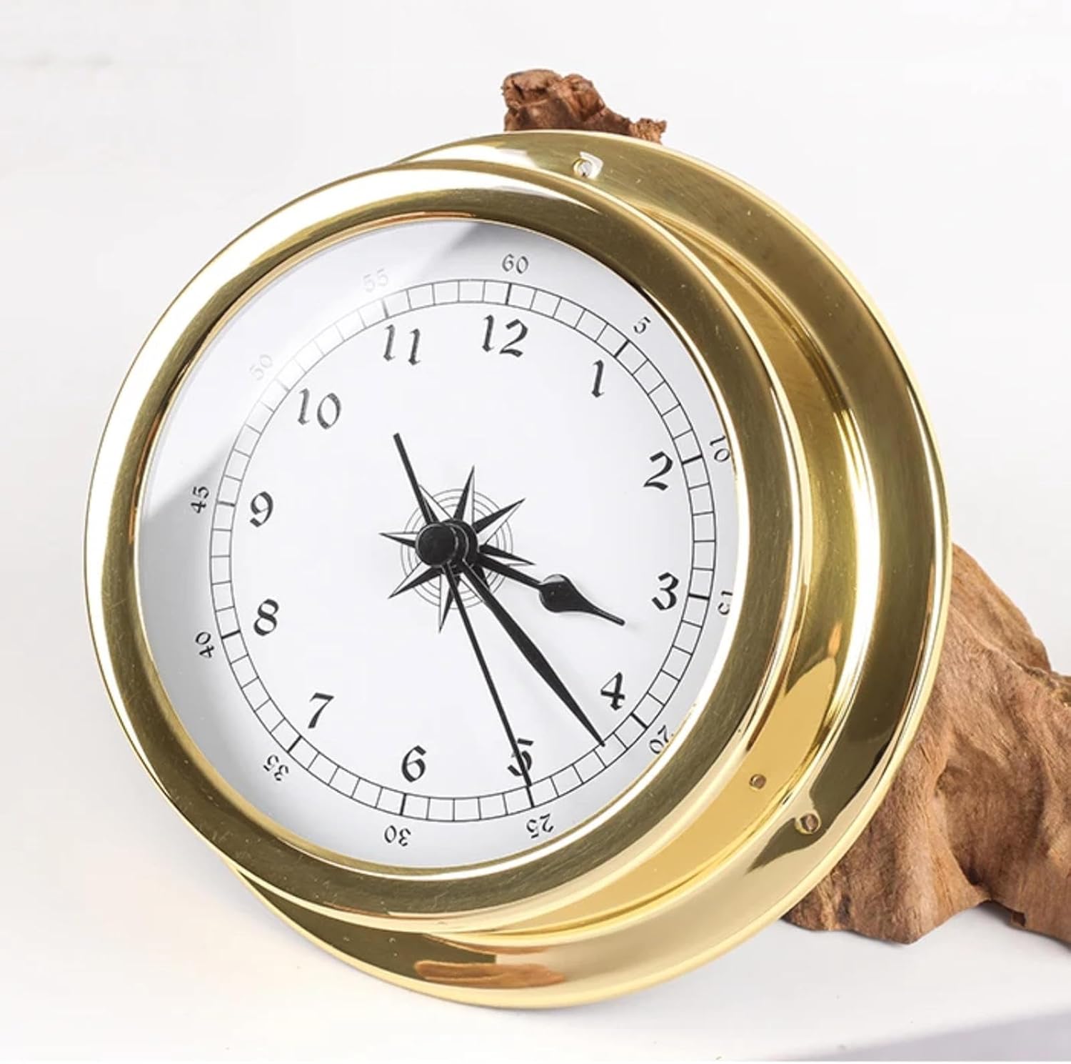 4Pcs Barometer Thermometer Hygrometer Clock Set,145mm High Precision Outdoor Fishing Barometer,Wall-Mounted Brass Analog Weather Station,Suitable for Hotels,Warehouses,Offices,Factories
