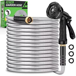 Kebose Garden Hose 50FT, Stainless Steel Hose with 10 Functional Nozzles