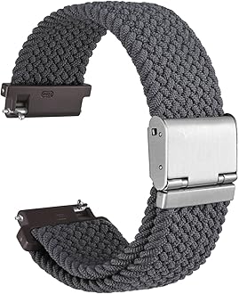 WOCCI 18mm Braided Nylon Watch Band for Men and Women, Quick Release, Silver Stainless Steel Buckle (Grey)