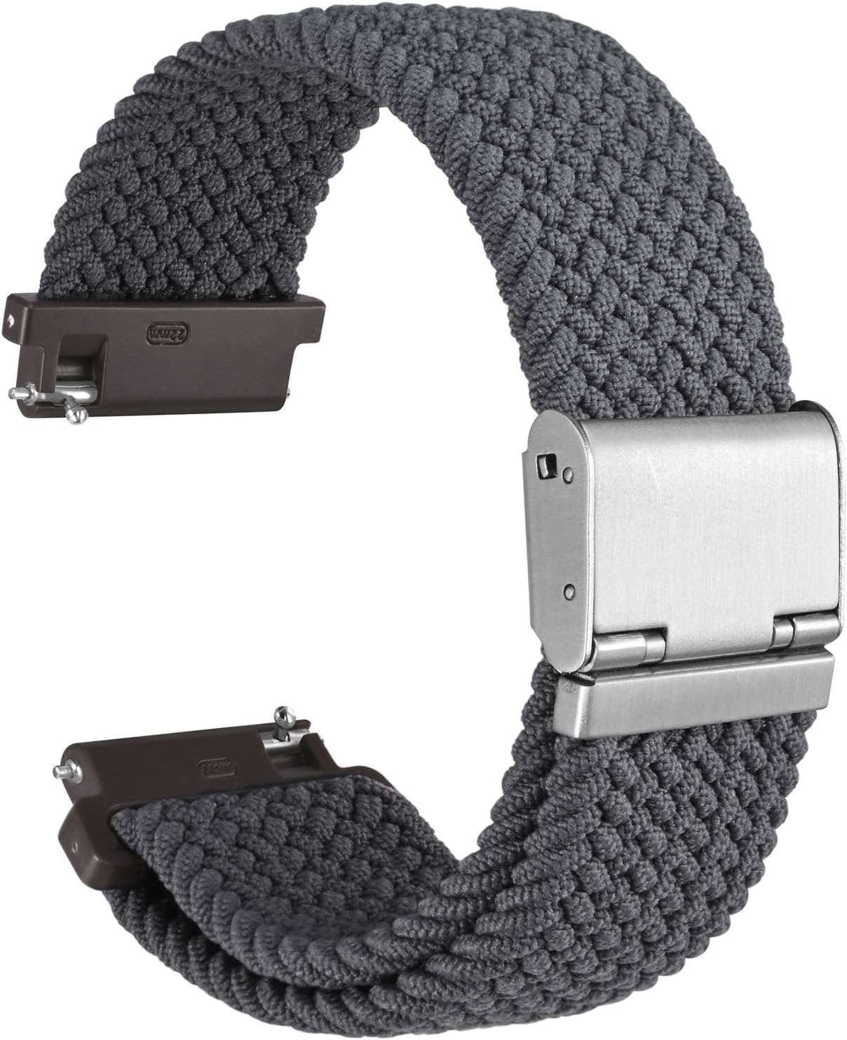 WOCCI 18mm Braided Nylon Watch Band for Men and Women, Quick Release, Silver Stainless Steel Buckle (Grey)
