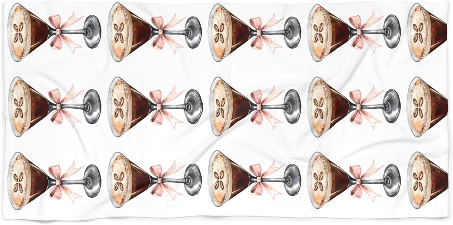 Espresso Martini Beach Towel – Luxurious Oversized Quick-Dry Towel – Stylish Cocktail Design for Pool, Beach, or Spa