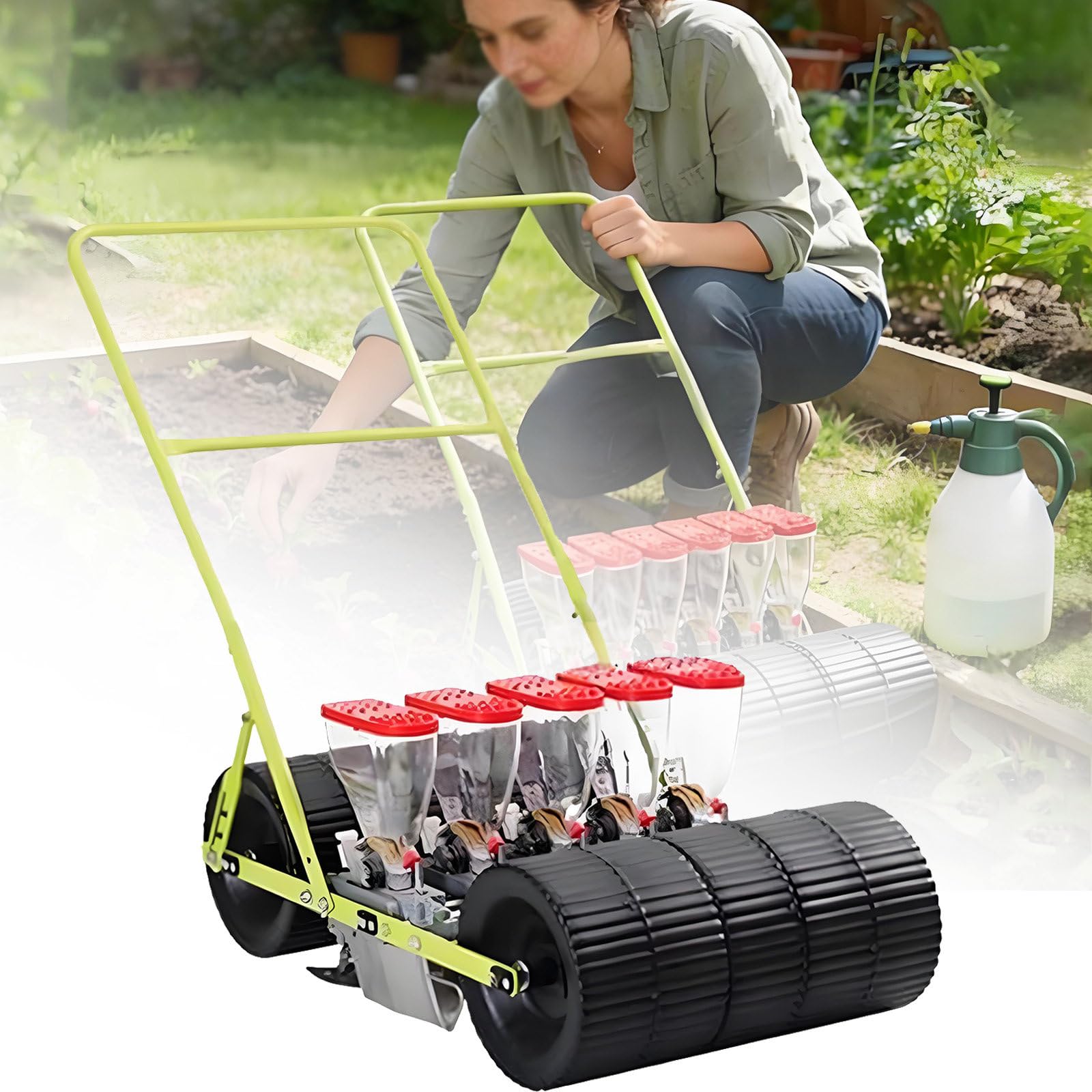 SICWEDIM Hand-Pushed Vegetable Planter, Garden Seeder Row Seed Planter, Manual Broadcast Spreader for Efficient Planting of Corn, Soybean, Peanut, and Wheat in Gardens (5Rows)